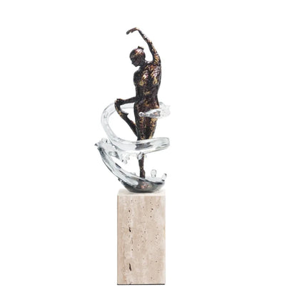 DecorBites™ Ballet Dancer Figure Sculpture Clear Water Wave Home Decor