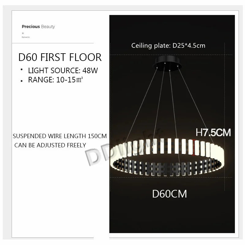 DecorBites™ Lstre Modern Circle Chandelier for Bright 360° Lighting in Living Room, Bedroom, Kitchen