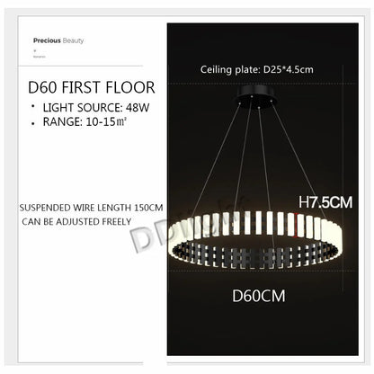DecorBites™ Lstre Modern Circle Chandelier for Bright 360° Lighting in Living Room, Bedroom, Kitchen