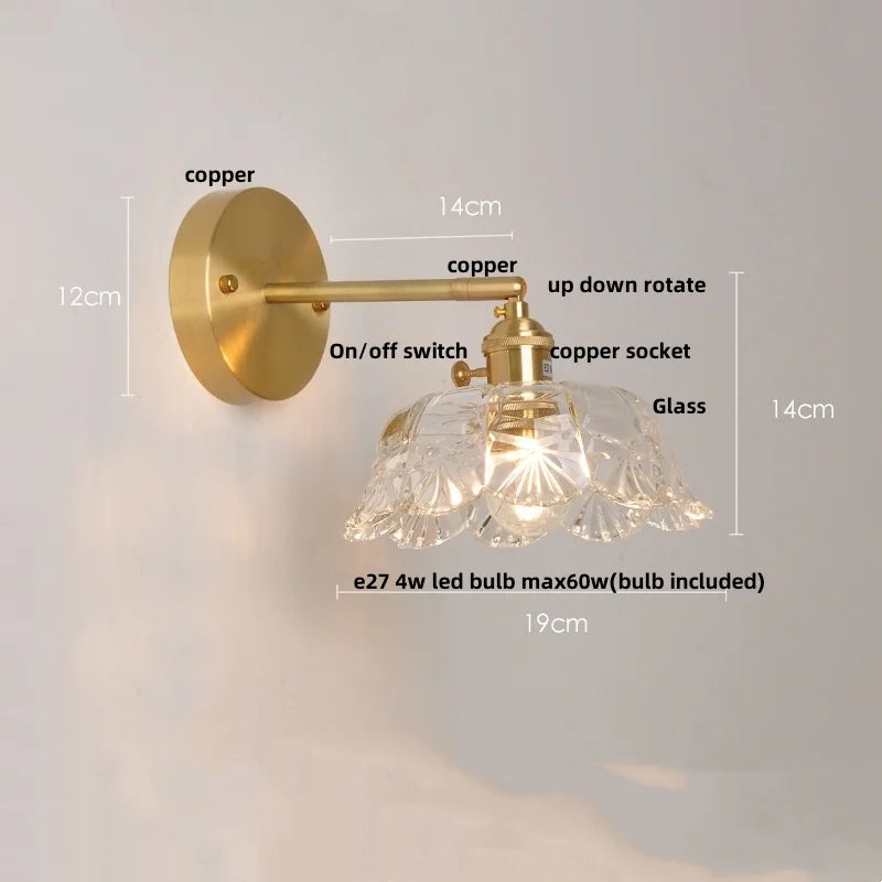 DecorBites™ Clear Glass LED Wall Light with Pull Chain Switch