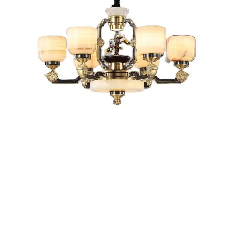 DecorBites™ All Copper Jade Chandelier for Living Room, Villa Duplex Multi-storey Lighting