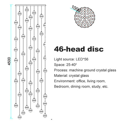 DecorBites™ Crystal Ceiling Chandelier for Staircase & Hallway, Elegant Long Cable Pendant Light