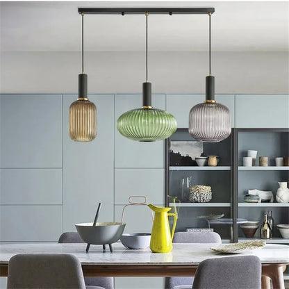 DecorBites™ Colorful Glass Pendant Lights Living Room Bedside Lamp LED Hanging Lighting