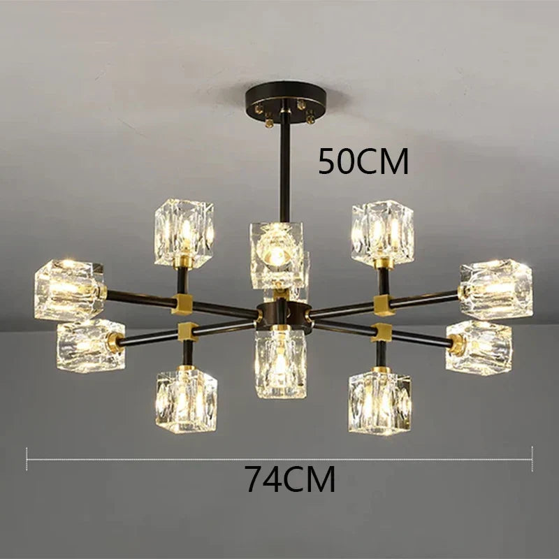 DecorBites™ Crystal Chandelier: Luxury Living Room & Bedroom Pendant Light