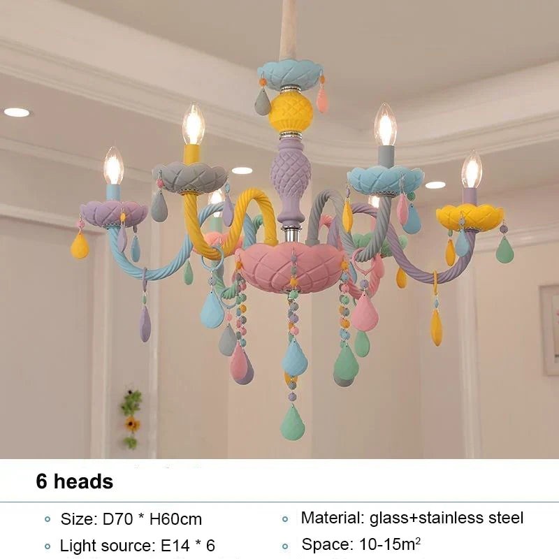 DecorBites™ Crystal Chandelier Modern Macaron Color Children Room Luminaire