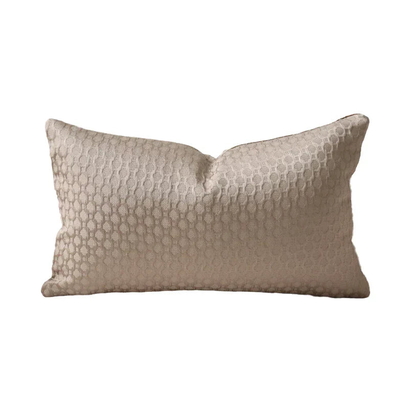 DecorBites™ Convex Rings Geometry Jacquard Pillowcase Cappuccino Luxury Cushion Cover