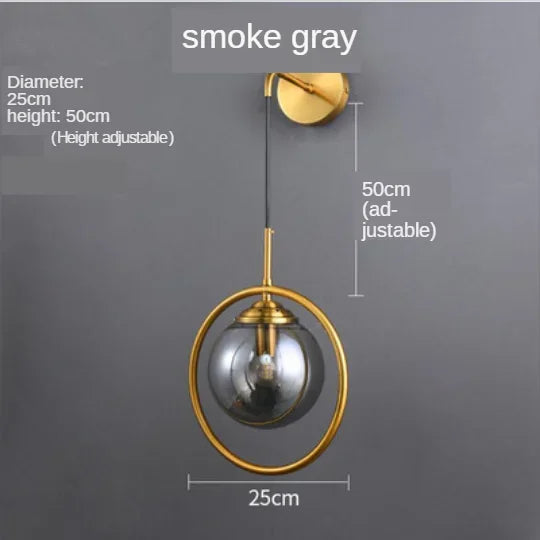 DecorBites™ Glass Ball Wall Sconce Light Fixture Golden Bedside Lamp for Home Decor