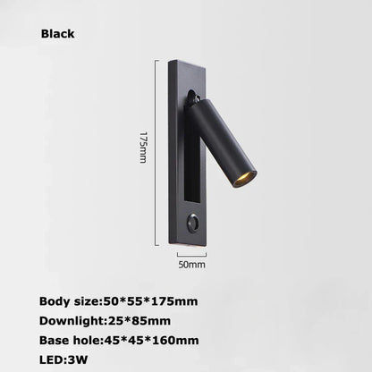 DecorBites™ LED Wall Lamp with Switch, USB Port, Rotatable - Bedroom Reading Light