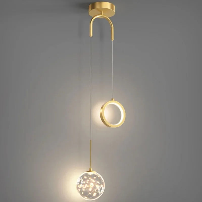 DecorBites™ Gold Ring LED Pendant Light for Luxury Ceiling Decor