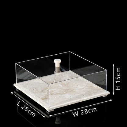 Acrylic Display Case on Travertine Base by DecorBites™ for Collectibles, Figurines, Desserts