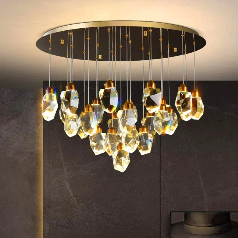 DecorBites™ Crystal Chandelier: Luxury Pendant Light for Living and Dining Room