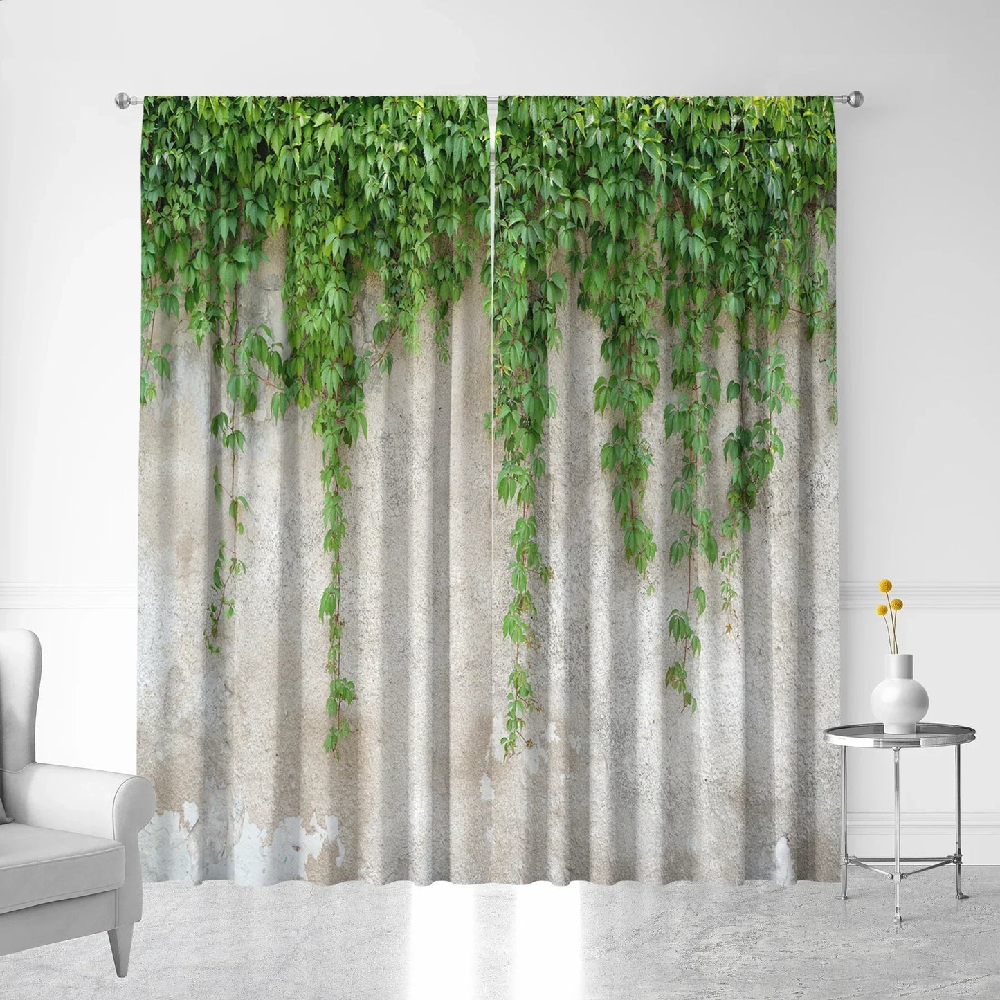 DecorBites™ Green Leaf Plant Printed Curtains for Home Decoration and Modern Vibes