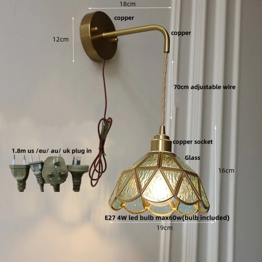 DecorBites™ Amber Glass LED Wall Light for Bedroom & Staircase - Modern Nordic Plug-In Fixture