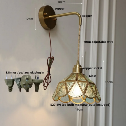 DecorBites™ Amber Glass LED Wall Light for Bedroom & Staircase - Modern Nordic Plug-In Fixture