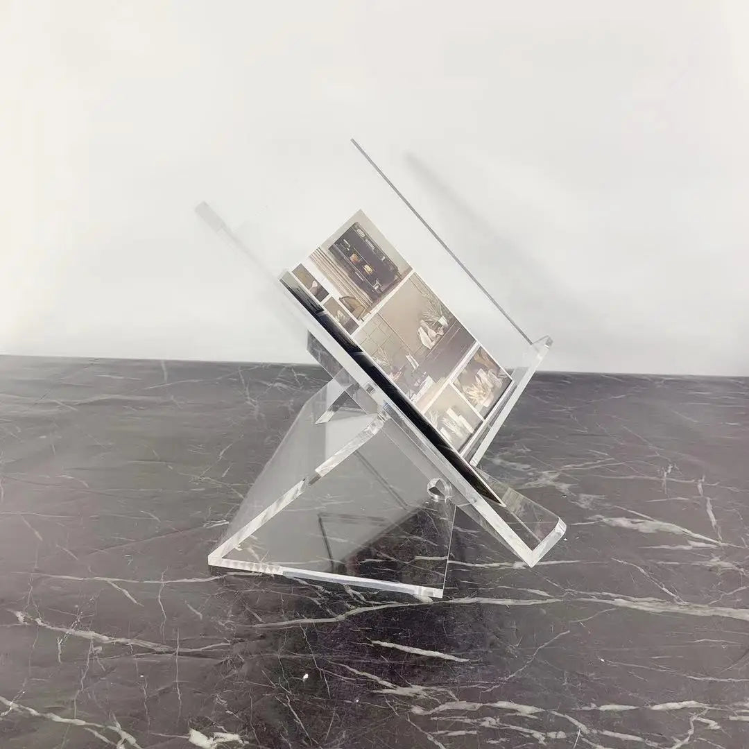 DecorBites™ Acrylic Geometric Bookshelf Magazine Rack Desktop Organizer Home Decor Storage