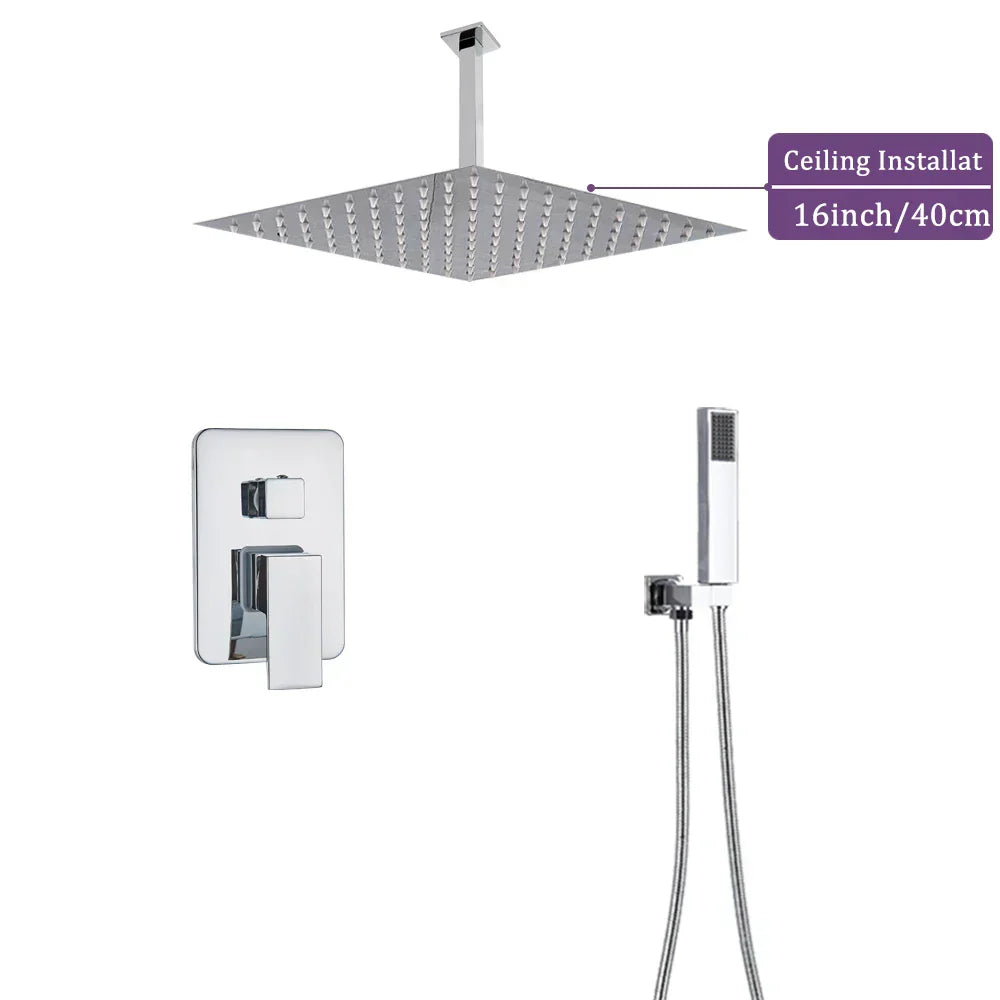 DecorBites™ 16" Big Rain Shower Faucet Set with Handshower & Brass Spout