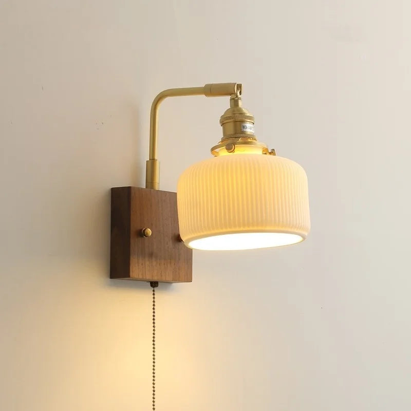 DecorBites™ Ceramic LED Wall Lights with Pull Chain Switch, Nordic Bedside Lamp for Home Decor