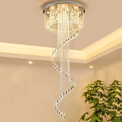 DecorBites™ Double Spiral Staircase Crystal Ceiling Chandelier for Modern Loft Decor