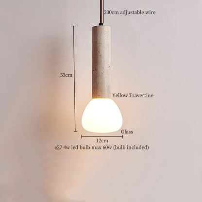 DecorBites™ LED Pendant Light Yellow Travertine Modern Hanging Lampara