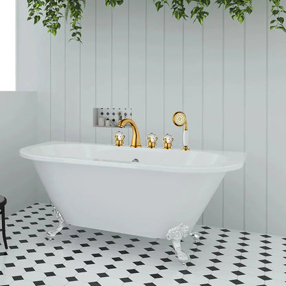 DecorBites™ Gold Crystal Brass Bathtub Faucet Set with Hand shower Head