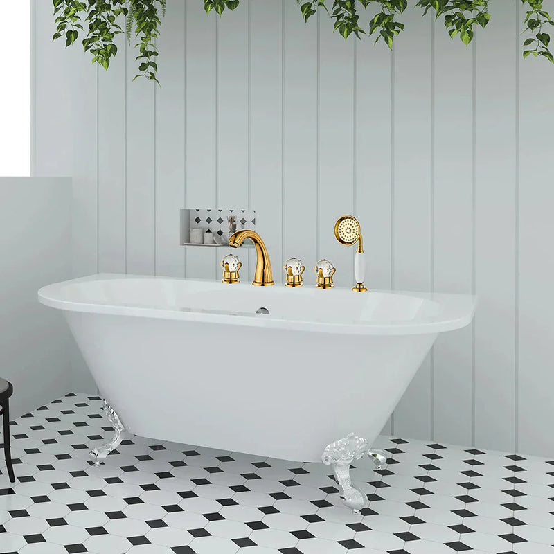 ™ Gold Crystal Brass Bathtub Faucet Set with Hand shower Head