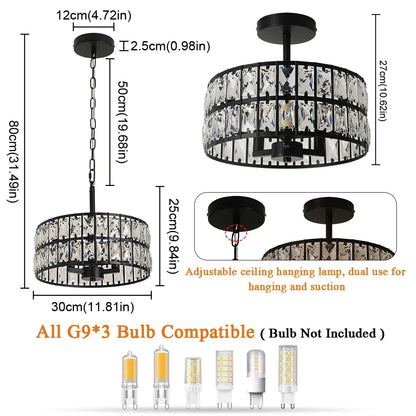 DecorBites™ Crystal Chandelier LED Pendant Light for Modern Home Decor