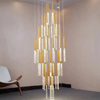DecorBites™ Crystal LED Chandelier: Stylish Lighting for Staircase & Living Room