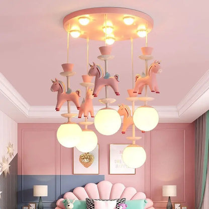 DecorBites™ Kids Dream Carousel Chandelier: Modern, Creative & Cute Bedroom Pendant Light