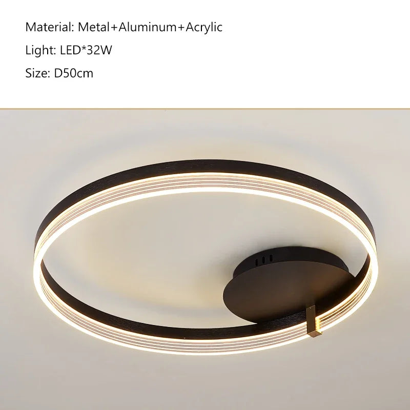 Modern gold acrylic round ring ceiling light for living room