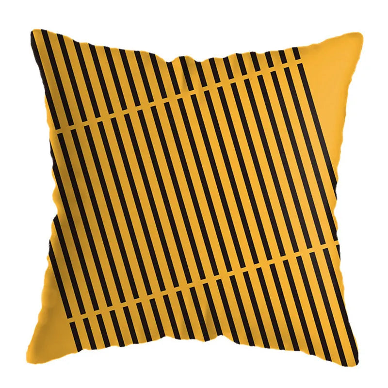 DecorBites™ Geometric Deer Print Pillowcase 45x45cm - Yellow Home Decor