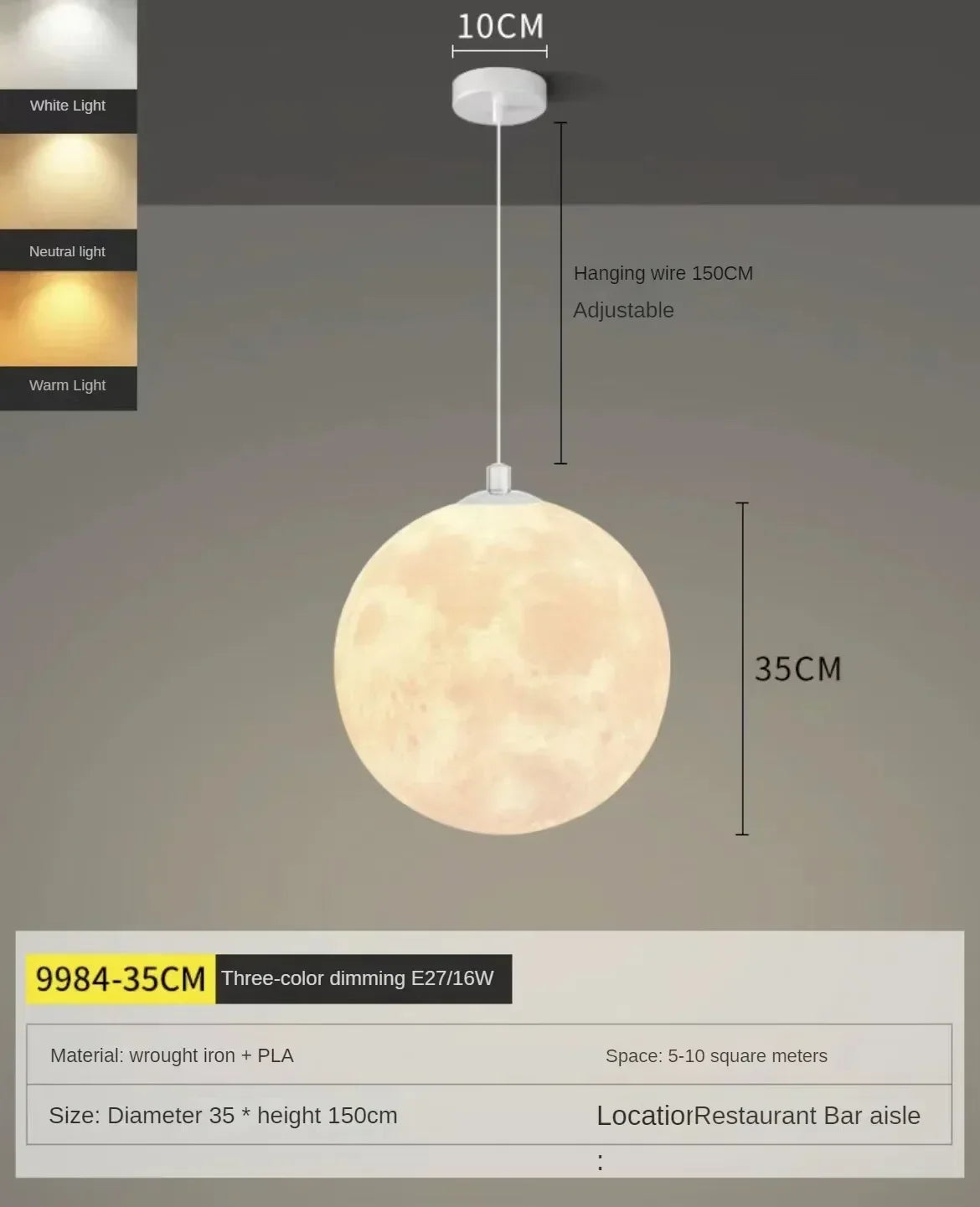 DecorBites™ LED Moon Planet Ceiling Chandelier for Home Decor