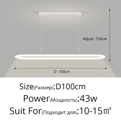 DecorBites™ LED Pendant Light for Dining Table Kitchen Home Decoration Indo Lighting Lustre White Black Fixture Hanging Lamp
