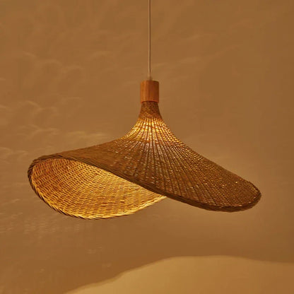 DecorBites™ Bamboo Pendant Chandelier: Handcrafted LED Rattan Hanging Light for Indoor Living Room