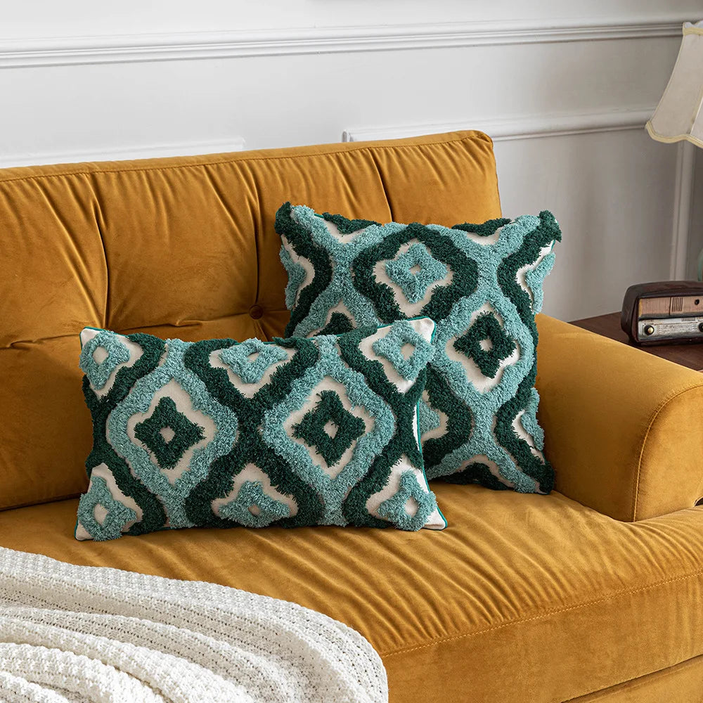 DecorBites™ Boho Tufted Geometric Cotton Canvas Pillow Covers