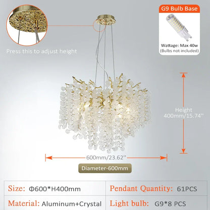DecorBites™ Golden Money Tree Crystal Chandelier for Elegant Home Décor