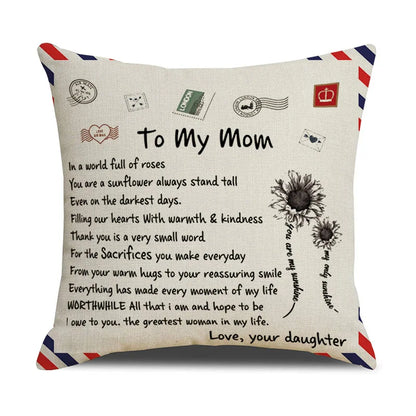 DecorBites™ Love Mom Cushion Cover 45x45cm - Family Anniversary Gift - Nordic Design