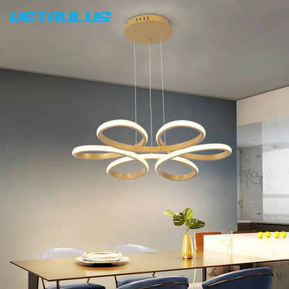 ™ Gold Flower Acrylic Pendant Chandelier - Modern LED Ceiling Light