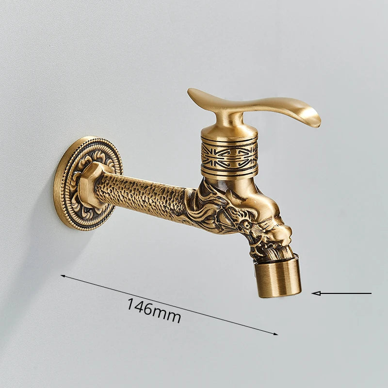 DecorBites™ Antique Brass Wall Mounted Washing Machine Faucet for Bathroom, Outdoor, Garden, Bath, Toilet