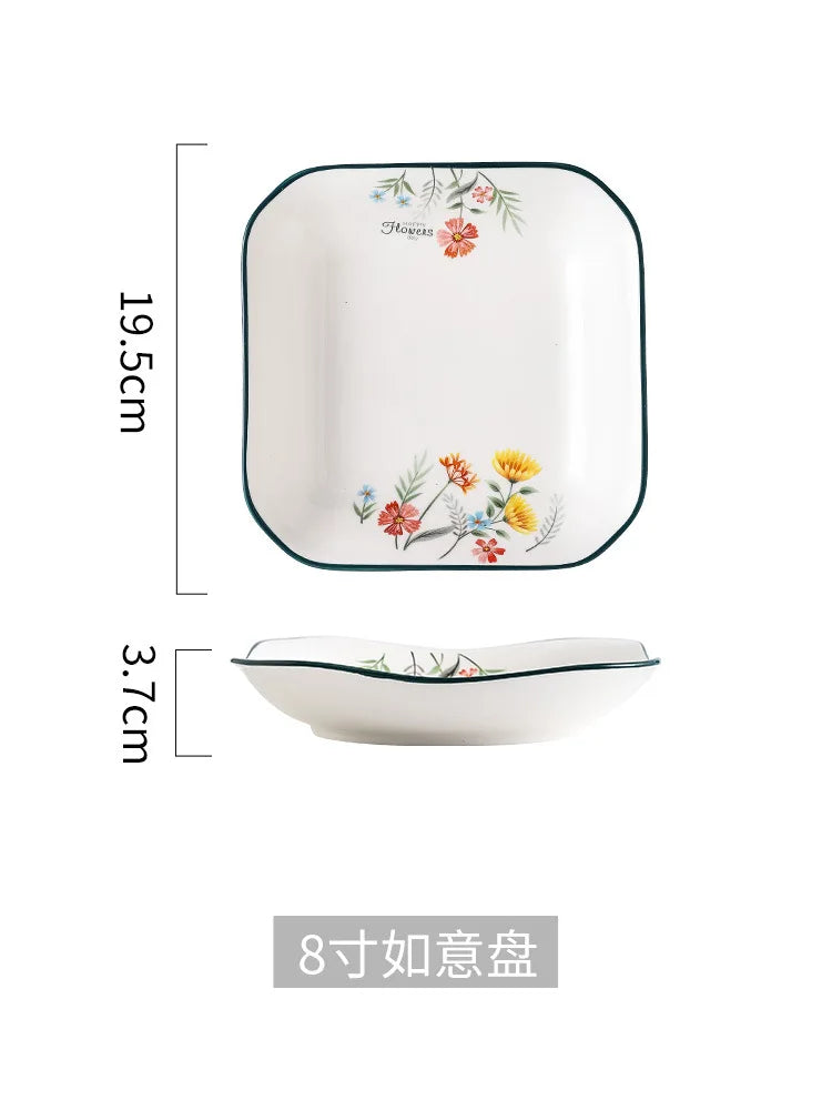 DecorBites™ Bone China Rice Noodles Bowl and Dinner Plate Set