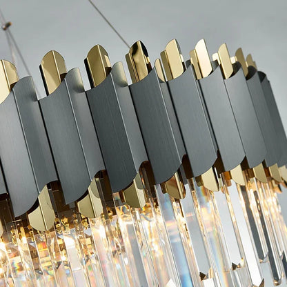 DecorBites™ Art Deco Black Golden Crystal Chandelier for Foyer