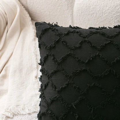 DecorBites™ Black Boho Lumbar Woven Pillow Cover for Bed Bedroom Decor