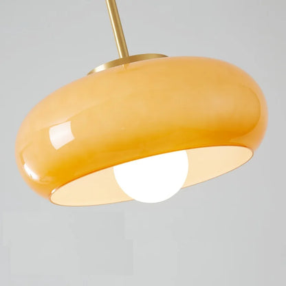 DecorBites™ Copper Bauhaus LED Pendant Light - Orange Glass Fixture for Home Indoor Lighting