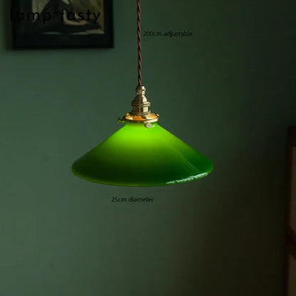 ™ Green Glass LED Pendant Light for Home, Restaurant, Bar, and Loft Style Decor.