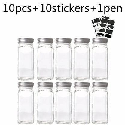 DecorBites™ Glass Seasoning Jar Set Kitchen Spice Box Canister BBQ Bottle Jar