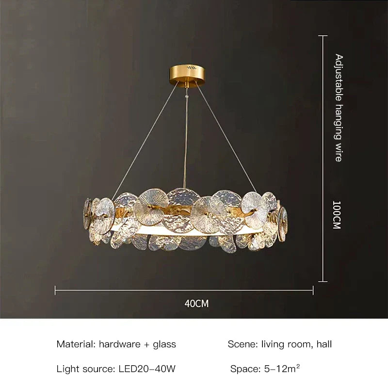 DecorBites™ Lotus Leaf LED Chandeliers for Living Room Bedroom Dining Table Kitchen Lighting Fixtures