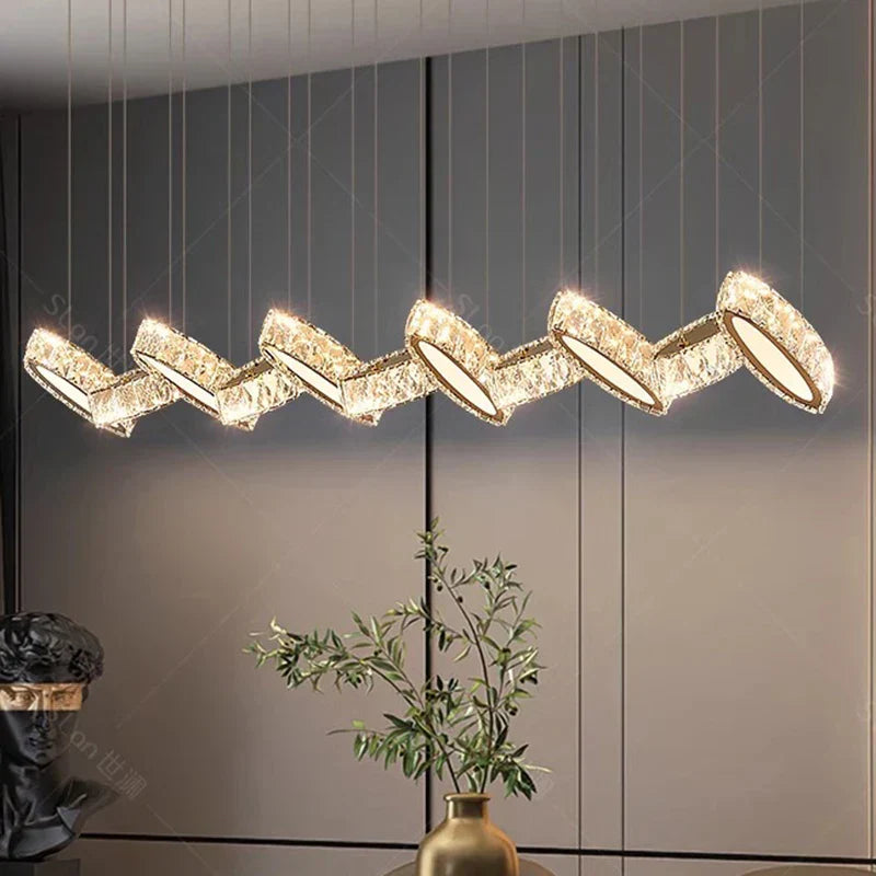 DecorBites™ Crystal Chandelier Stair Pendant Lamp Living Room Interior Lighting
