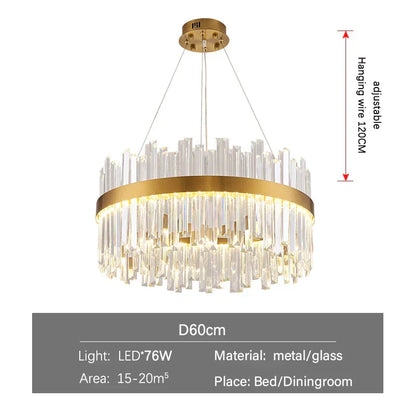DecorBites™ Gold Crystal Ceiling Chandelier | Luxury Indoor Lighting for Living & Dining Room