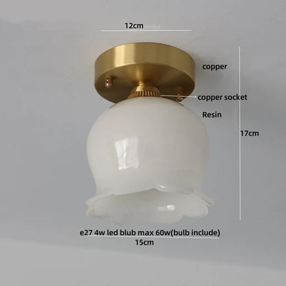 DecorBites™ Blue Flower Glass LED Ceiling Light | Nordic Modern Flush Mount Lamp