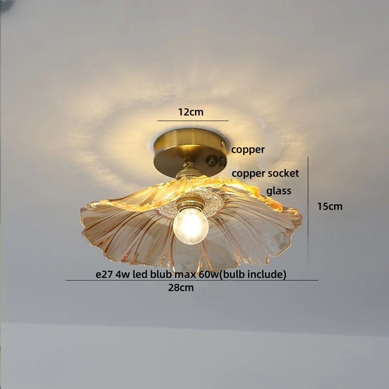 DecorBites™ Clear Glass LED Ceiling Light Fixture Modern Nordic Copper Knob Switch Lamp