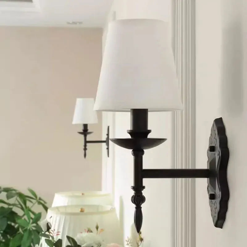 DecorBites™ Black Iron Wall Lamp Retro Bedroom Hotel European Living Room Sconce